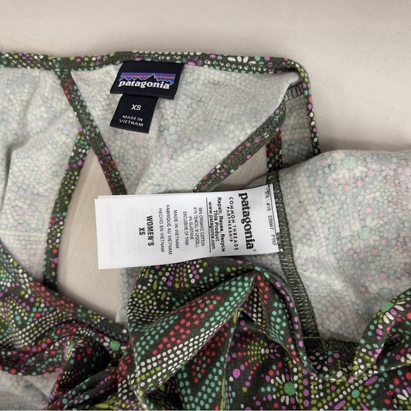 PATAGONIA womens printed dress organic cotton lyocell travel green XS - Picture 9 of 9